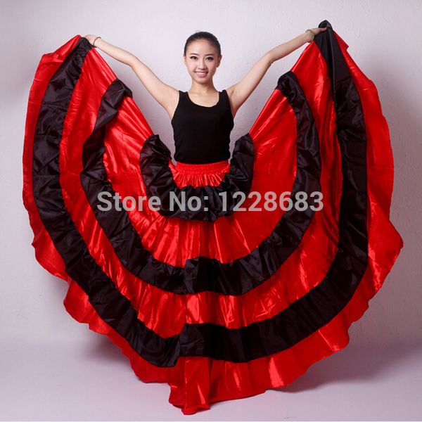 

new discount spanish bullfight belly dance dress skirt long flamenco skirts red flamenco dresses for girls, Black;red