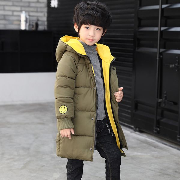 

new boys coats winter warm hooded jackets boys winter jacket cotton coat, Blue;gray