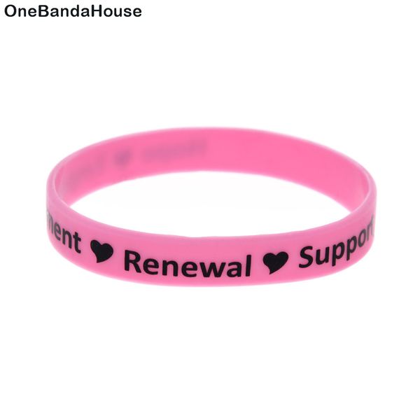 

onebandahouse 1pc hope empowerment renewal support silicone wristband motivational bracelet, Golden;silver