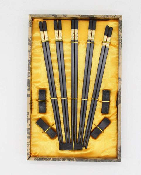 

new 5pairs chinese handmade vintage wooden chopsticks and brackets gift set