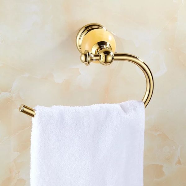 

Jade semi-circle Towel Ring Solid Brass Copper Golden Finished Bathroom Accessories Products ,Towel Holder,Towel bar
