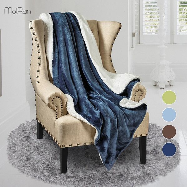 

thick soft throw blanket for bedroom sofa winter double layer blankets faux lambswool coral fleece fabric travel plaids blanket