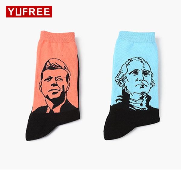 

yu2017 men socks fashion pure cotton figure avatar tube socks men casual cartoon men's funny happy sale, Black