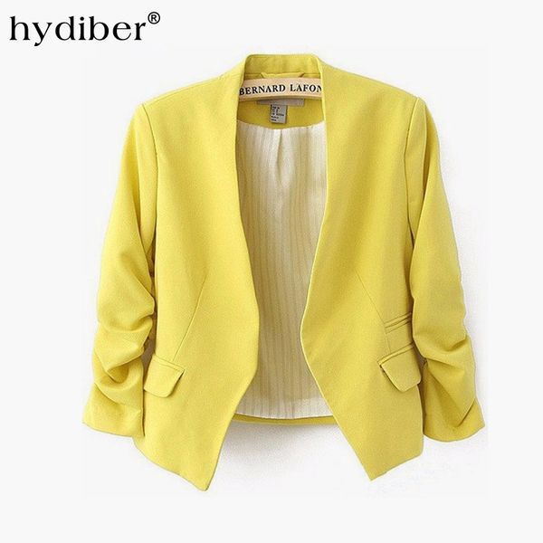 

2016 new arrival spring autumn fashion brand blazer women candy color ladies coat slim solid puff sleeve blazers basic jackets, White;black