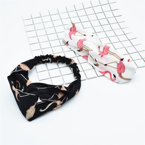 

princess flamingos headband headwear boho lolita twist knot elastic hair band headpiece makeup yoga gym hairband headwrap hair accessories, Black;brown