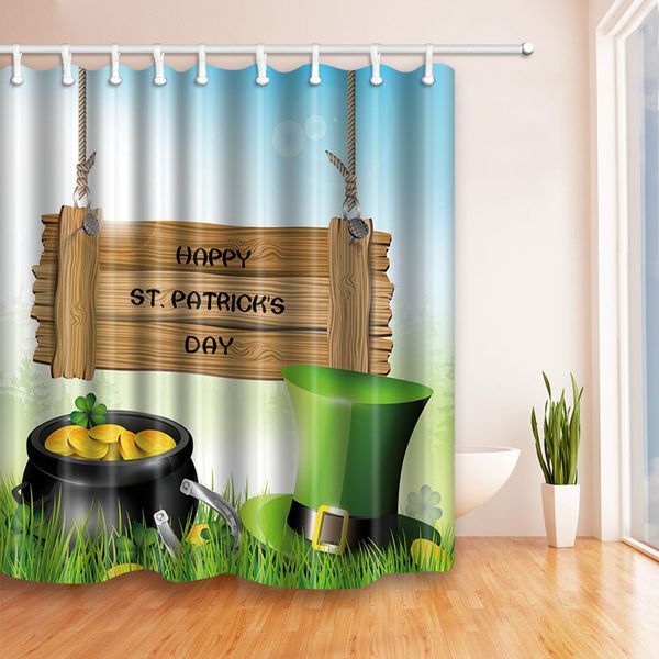 

st. patrick's day shower curtain 180*180cm green theme deisgn polyster waterproof bathroom shower curtain holiday theme bath curtain