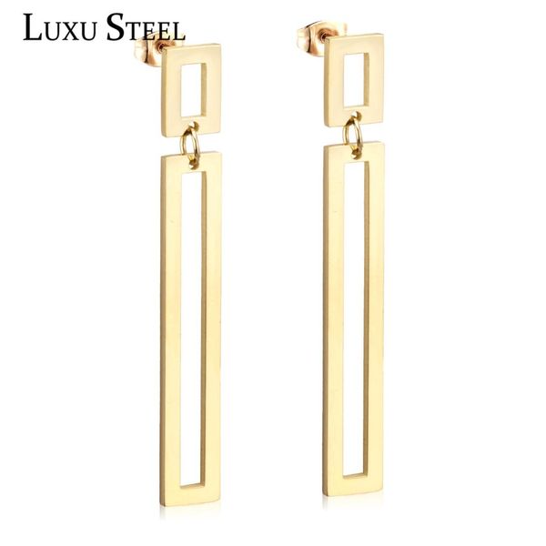 

luxusteel fashion earrings stainless steel geometry 2018 new exaggerated long drop earrings for women/girl, Silver