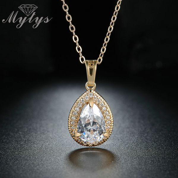 

mytys wholesale price pendants necklaces oval cubic zircon necklace for women cn267, Silver