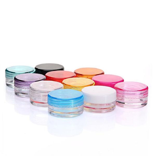 

jars pot box nail art cosmetic bead storage makeup cream bottle portable travel container refillable empty 3/5g round