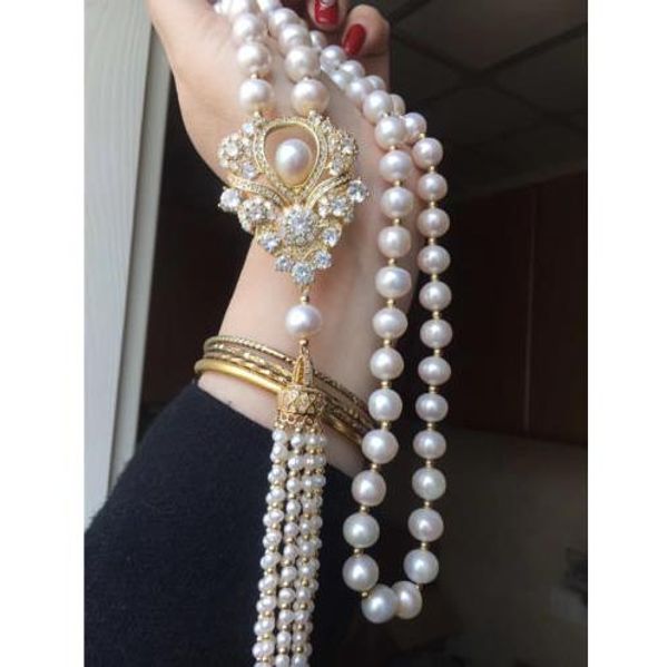 

леганнй новй ил 10 мм жное моѬе длиннй белй жемђг ожеѬеле Ѭождевен, Silver