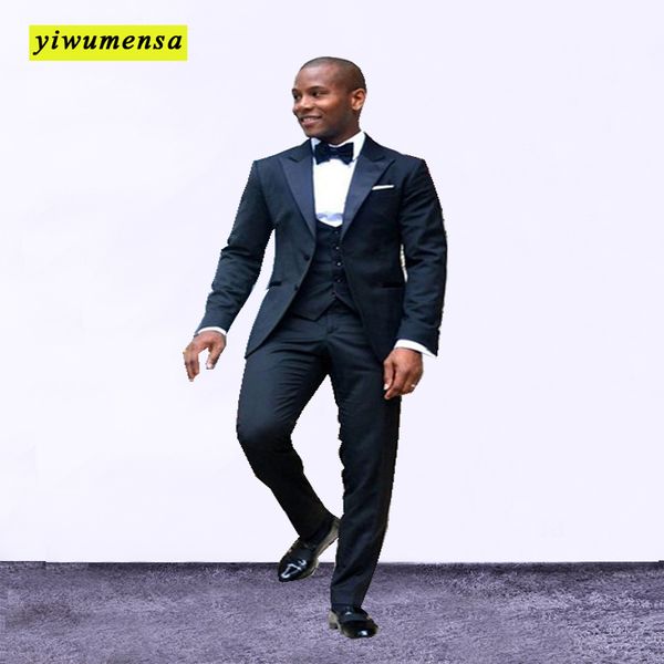 

classic black business men suits tuxedos wedding grooms 3 piece jacket+vest+pants suits mens set custom made & blazers, White;black