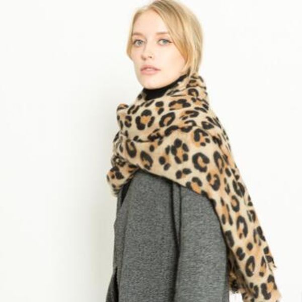 

winter women scarf sell european and american autumn and winter leopard-like cashmere warm thickened women's scarf shawl dual purpose, Blue;gray