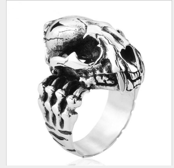 

fashion and antique tiger head bone ring for men, Silver