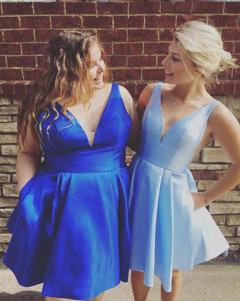 

selling simple deep v neck short homecoming dresses prom dresses under 100, Red