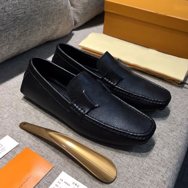

original box] new gloria mens loafers drive genuine leather slip-on moccasin-gommino office monogram shoes size 4-12, Black