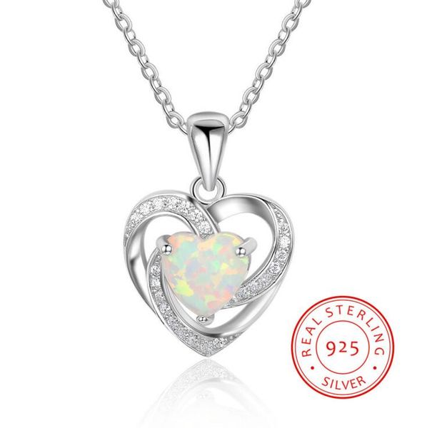 

pure silver wedding pendant jewelry opal necklace 925 sterling heart neckalce for wife mom gift out door gift ylq0661