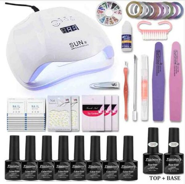 

manicure set uv lamp nail set & 8 color uv gel polish tools set solid extension gel nail art kits for manicure nail