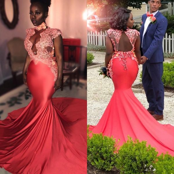 

plus size black girl coral mermaid prom dresses formal evening gowns 2021 prom dress
