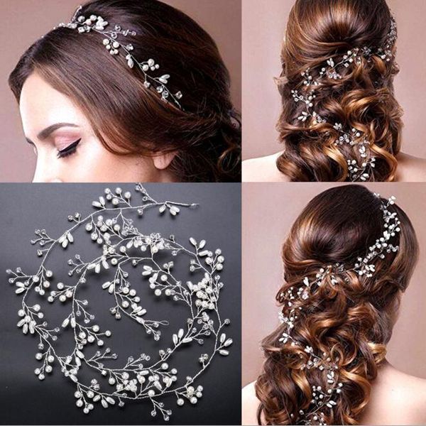 Incrível Headband Cabelo Sliver Rose Gold Crystala Pearls 2020 Jóias nupcial do casamento de cabelo romântico baratos Rhinestone desgaste Headpieces bonitas