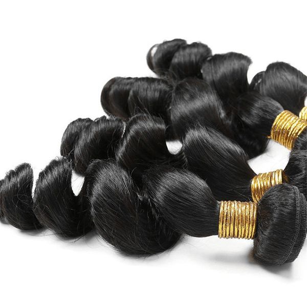 

selling malaysian loose wave hair products 4 lots 400gr unprocessed human hair weave virgin hair bundle dyeable natural color, Black