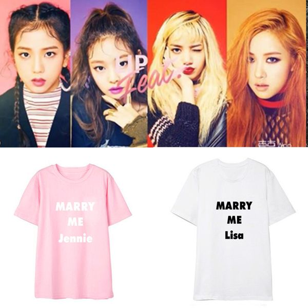 

blackpink concert same letter short sleeve t-shirt blackpink spoof european and american male and female couple 2018 new, White