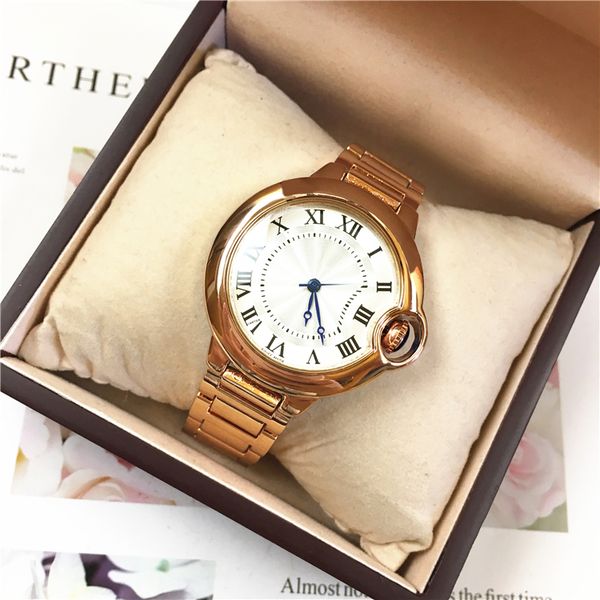 

classic model women/men watches rose gold lady wristwatch luxury steel bracelet chain dress watches chrimastes gifts big dial ing, Slivery;brown