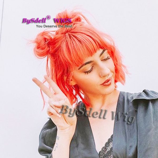 Synthetic Short Low Wavy Bob Lob Hairstyle Wig Short Curly Air