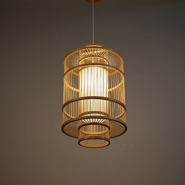 

creative design hand knitted bamboo pendant lamps modern lantern pendant lights engineering deco lighting wood suspension g087