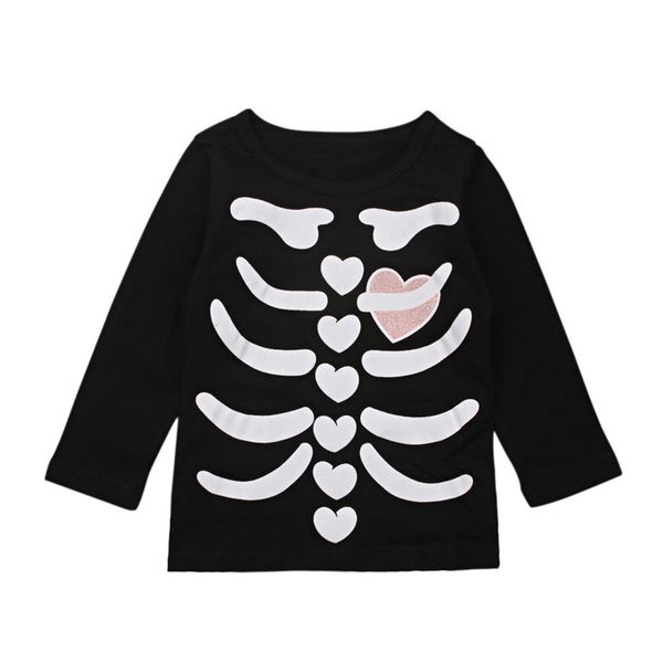 

children clothes europe america spring and autumn girls t-shirt halloween long sleeves bone love shirt children wear, Blue
