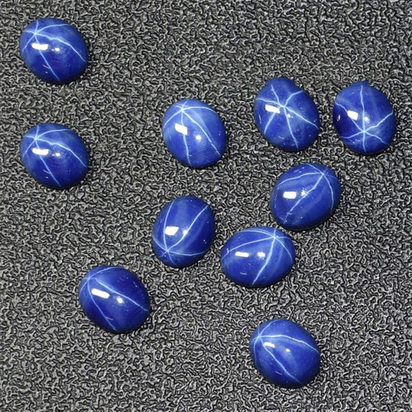 

oval 6*8mm-13x18mm six sizes cabochon lab created stone synthetic star sapphire gemstone 5pcs/lot, Black