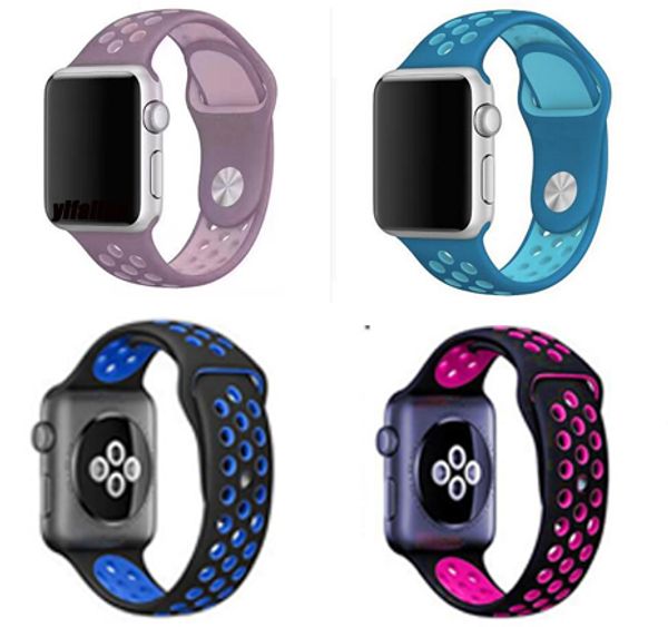 

sport strap silicone band soft rubber strap bracelet band wristband adapter series3/2/1 38/42mm, Black;brown