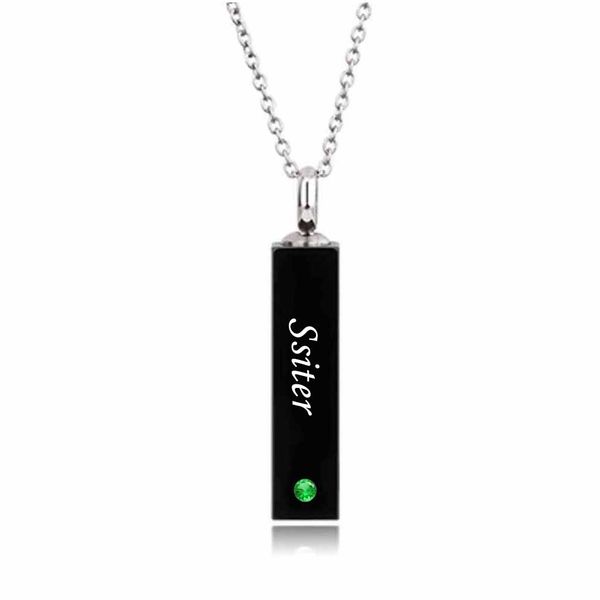 

fashion jewelry sister black cube single stainless steel pendant necklace urn filler kit cremation ashes jewelry, Silver