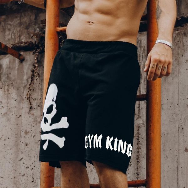

shorts men's bermuda 2018 summer skull men beach cargo simple letter solid boardshorts male brand men's short casual fitness, Black