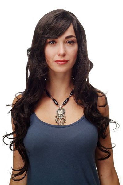 

ladies wig dark brown curles wavy long 70 cm hair wig, Black;brown