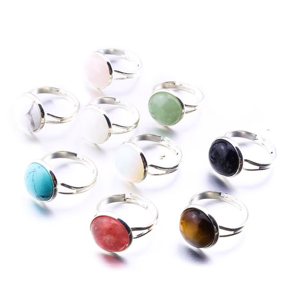

natural stone 10mm round opal pink crystal adjustable ring brand jewelry, Golden;silver