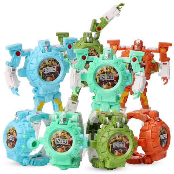 

4 color action figure tran formation toy robot watch with projector electronic di play creative deformation kid toy gift for kid