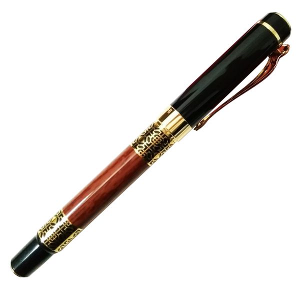 

luoshi 530 fountain pen smooth writing wooden golden trim m nib