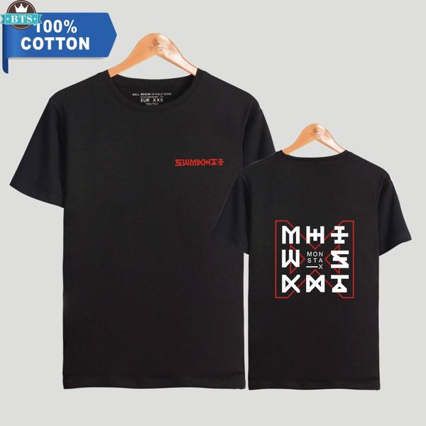 

bts monster-x 100% cotton jungkook suga korean group short sleeve t-shirt men/women clothes comfortable idol fashion 2018 new, White;black