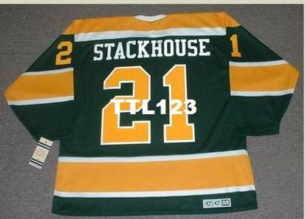 

мужчины #21 рон stackhouse калифорния золотые печати 1970 ccm старинные хоккей джерси или пользовательские любое имя или номер ретро джерси, Black;red