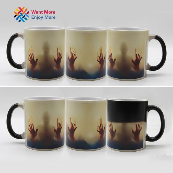 

350ml ceramics the walking dead mug color changing heat sensitive ceramic 11oz coffee mug surprise gift