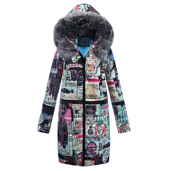

womens winter long down cotton ladies parka hooded coat quilted jacket outwear jacket fur zipper coat outwear woman coats winter, Black