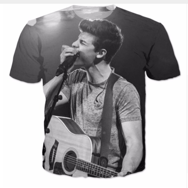 

wholesale-fashion mens/womens summer style shawn mendes funny 3d print casual t-shirt dxr0095, White;black