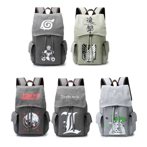 

anime naturo totoro attack on titan tokyo ghoul death note cosplay backpack large capacity travel school book bag rucksack