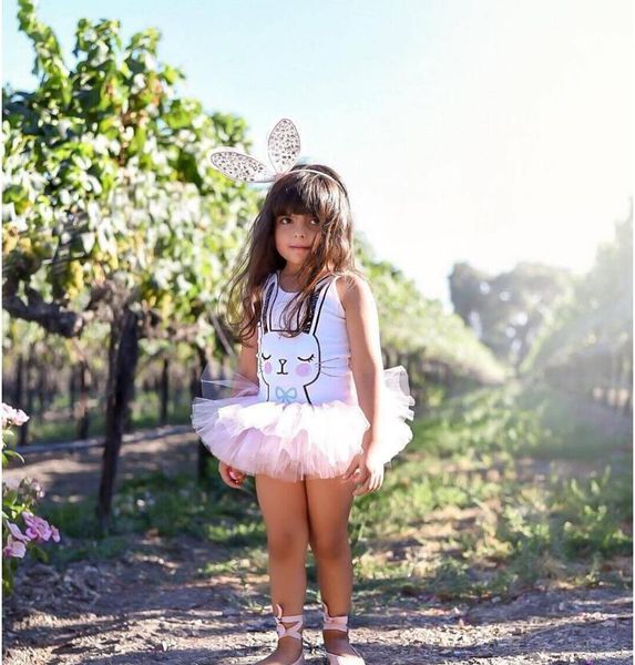 

girl rabbit printed tutu dress baby white sleeveless pettiskirt bubble skirt jumsuit kids onepiece sets children clothes zht 009, Red;yellow