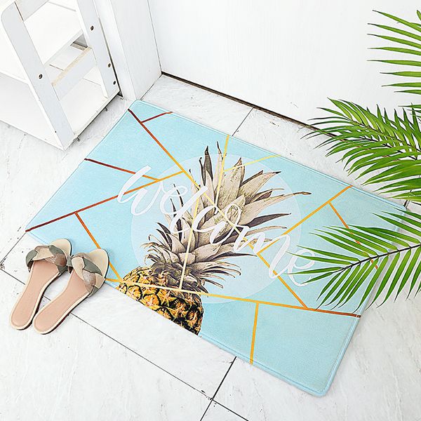 

pineapple fruit printed doormat flannel kitchen bathroom entrance door mat anti-slip floor carpet indoor outdoor rugs d-29