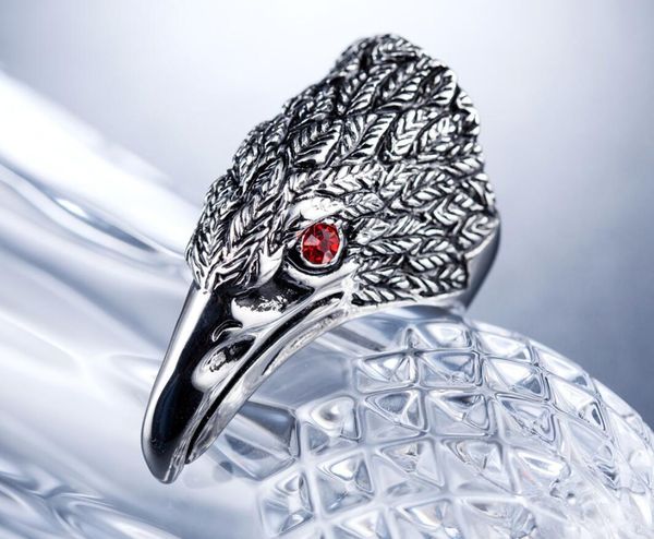 

2019 new jewelry metal eagle head punk ring rock gold plated stainless steel men new hawk cocktail rings accessories, Golden;silver