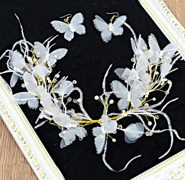 Accessori da sposa, capelli bianchi a testa di farfalla, toast fatti a mano, copricapo, nuovo stile.