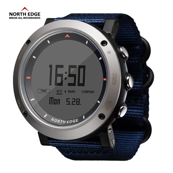 

north edge men sports watch altimeter barometer compass thermometer hand clock watches digital hours running climbing wristwatch, Slivery;brown
