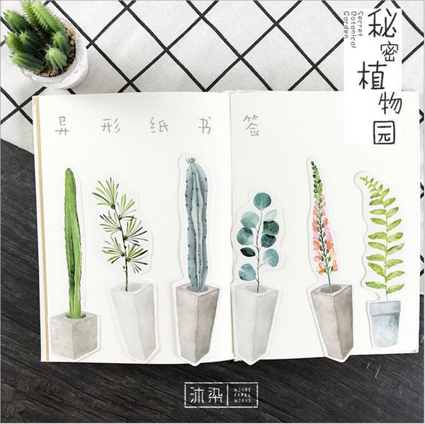 

30pcs/pack secret botanical garden green cactus plants paper card bookmark promotional gift stationery film bookmark