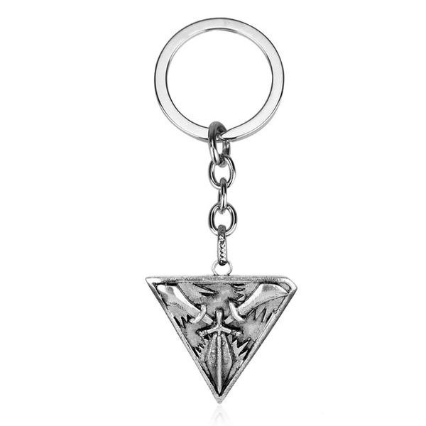 

game jewelry theme lol keychain striangle swords weapon pendant keychain keyring accessories women men gift, Silver
